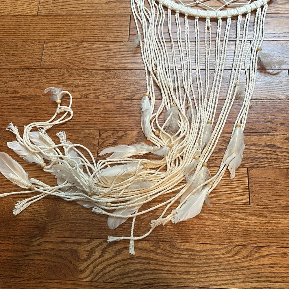 Cream Macrame Moon Dreamcatcher